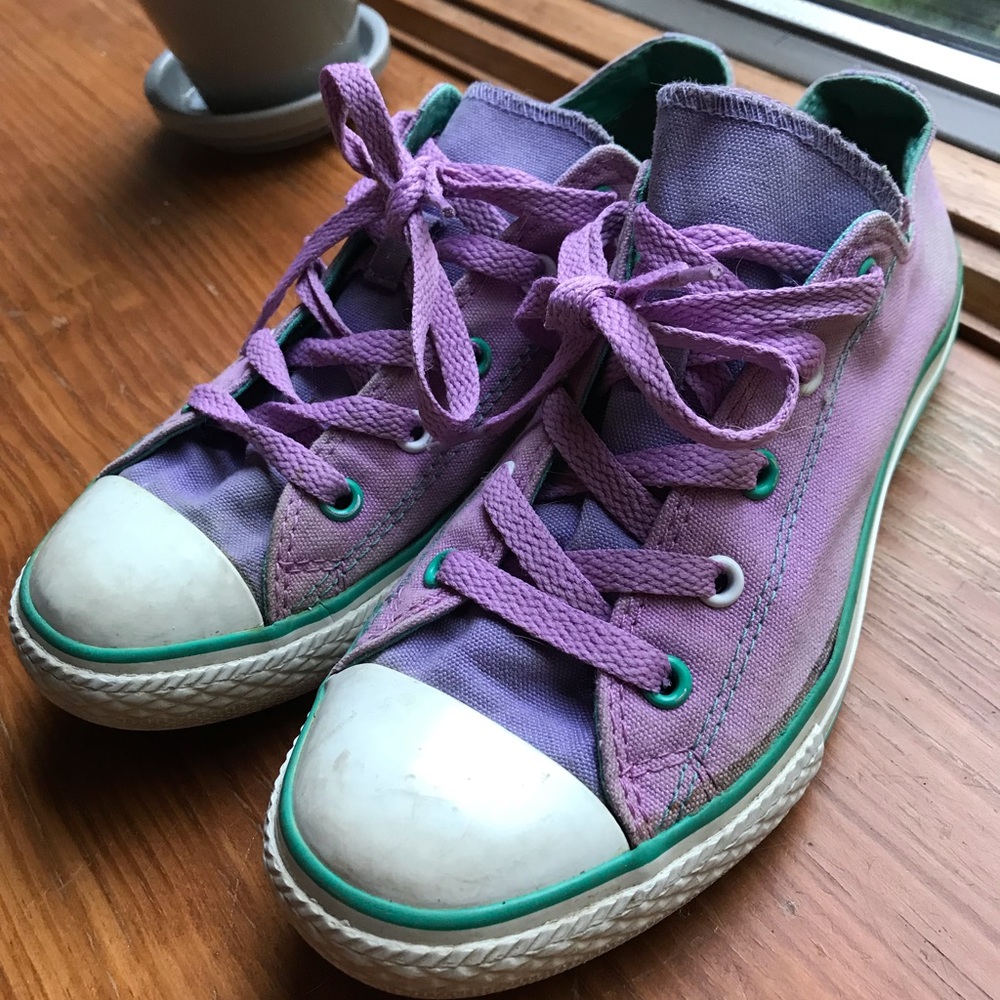 One of a kind purple and teal Converse sneakers - Picture 3 of 7